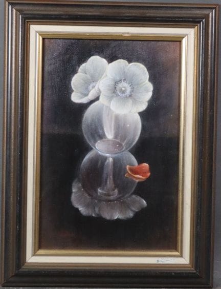 JL. REZ (XXe).
La fleur.
Huile sur toile signée en