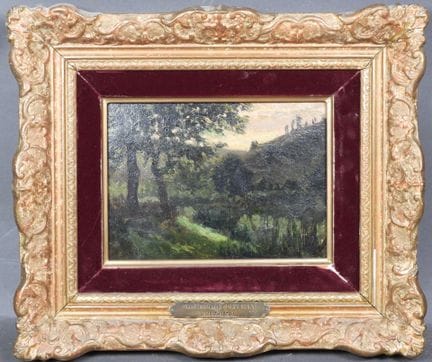 École française vers 1860.
Bord de rivière au crép