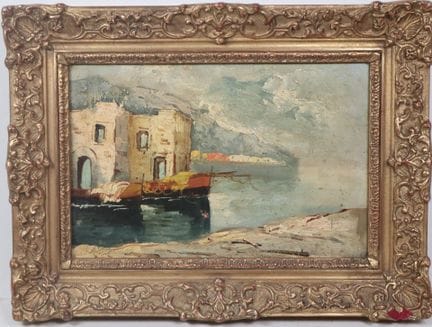 École du XXe.
Paysage lacustre.
Huile sur panneau.