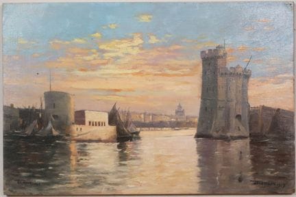 JACQUELIN (20th century).
La Rochelle.
Oil on pane
