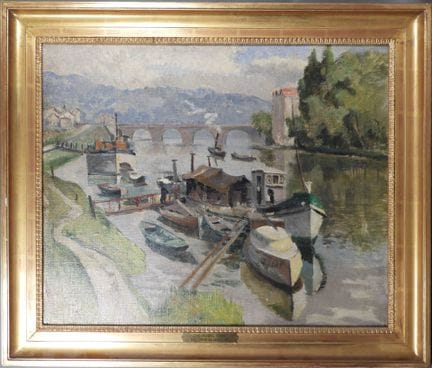 J. de VANGEL (XXe).
Le pont de Boulogne.
Huile sur