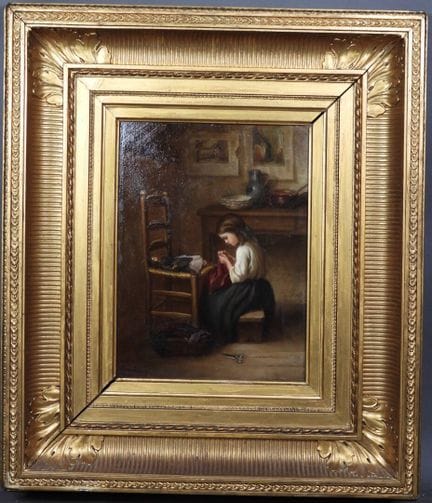 Léonide BOURGES (1838-1909).
Jeune fille à l'ouvra