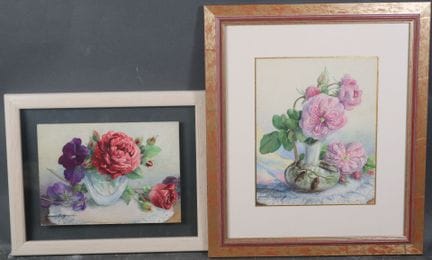 Yvonne LEGRAND (XXe).
Bouquet de fleurs.
Deux aqua