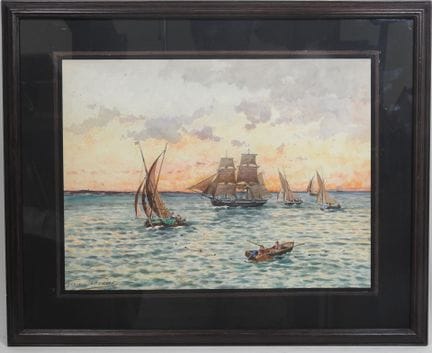 Georges GASSIES (1829-1919).
Brick et bateaux de p
