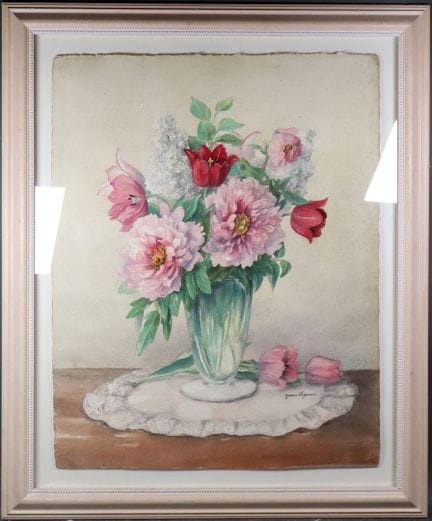Yvonne LEGRAND (XXe).
Bouquet de fleurs.
Aquarelle