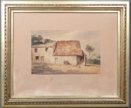 École du XIXe.
Chaumière.
Aquarelle signée en bas 