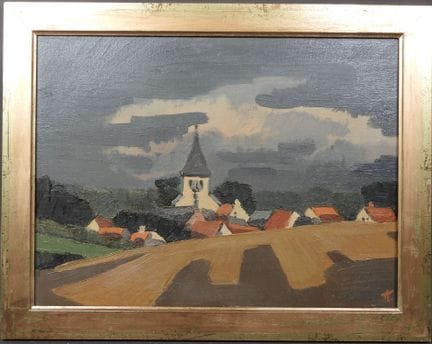 20th-Century School.
Village scene (Wezembeek?).
O