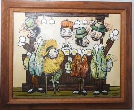 J. BUTLER (20th century).
The Bar.
Oil on canvas, 