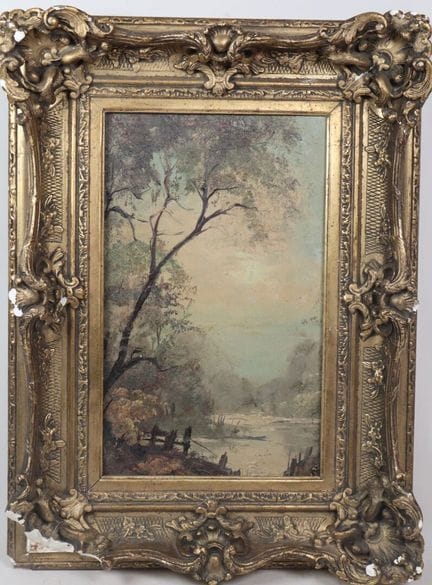 École du XIXe.
Paysage lacustre.
Huile sur isorel.