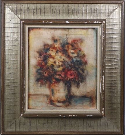 École du XXe.
Bouquet de fleurs.
Huile sur papier 