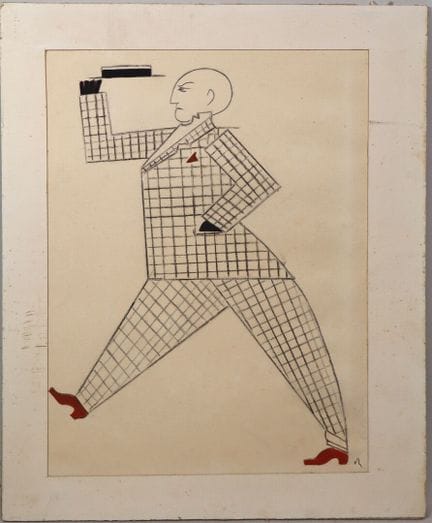 École du XXe.
Homme au chapeau.
Dessin monogrammé 