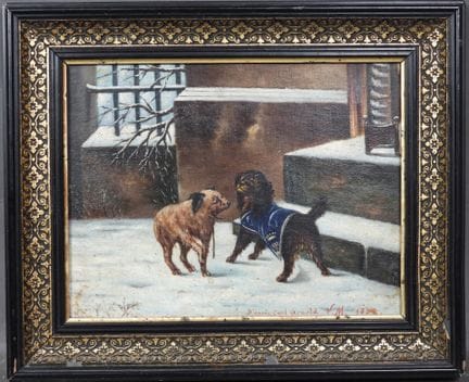 École fin XIXe d'après Carl ARNOLD.
Les deux chien