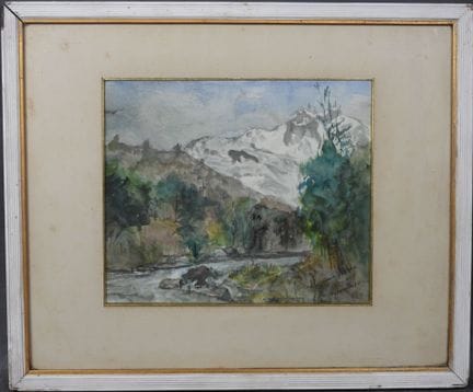 École début XXe.
Torrent dans la montagne.
Aquarel
