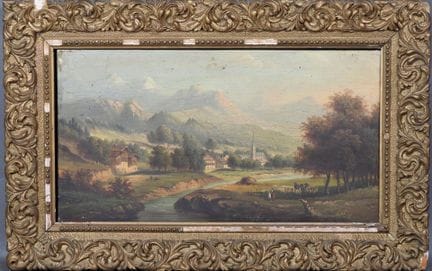 École du XIXe.
Vue de village dans les montagnes.
