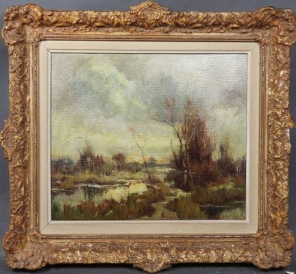 École du XXe.
Paysage lacustre.
Huile sur toile si