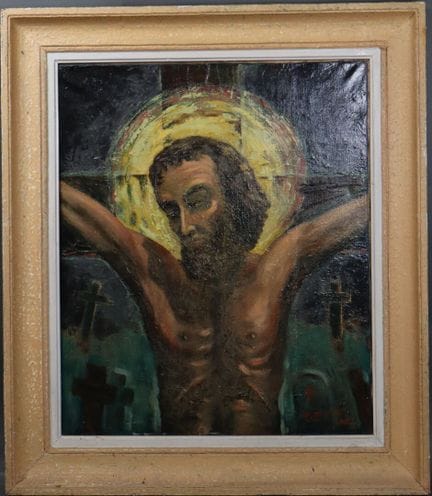 20th-Century School.
Christ.
Oil on canvas, signed