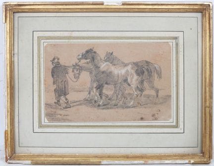 École française XIXe.
Paysan et ses chevaux.
Dessi