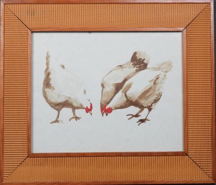 Élisabeth STENNE (XX-XXIe).
Poules.
Étude à l'aqua
