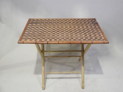 Tavolo rettangolare pieghevole in bambù e legno, c