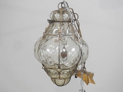 Suspension en verre soufflé polylobé, armature mét