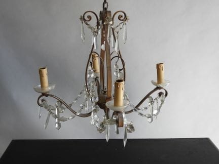 Lustre en métal peint et verre à quatre bras de lu