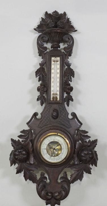 Barometro in legno modanato e intagliato, dipinto 