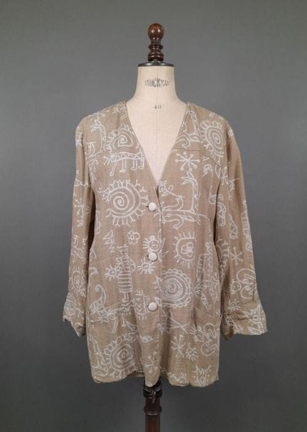CHACOK.
Veste en viscose et lin à l'encolure en V,