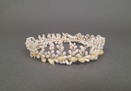 Bridal tiara made of wax orange blossoms mounted o