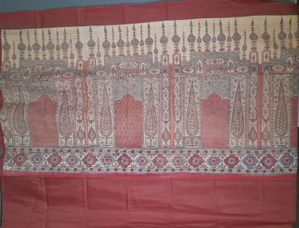 Pièce de coton Kalamkari imprimée à la planche à d