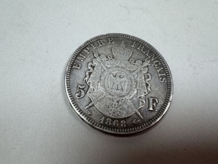 Pièce de 5 francs Napoléon III en argent  tête lau