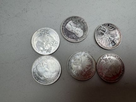 Lot de 6 pièces commémorative en argent Allemande.