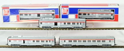 JOUEF, Ho.
5 Trans Europe Express cars, in near-ne