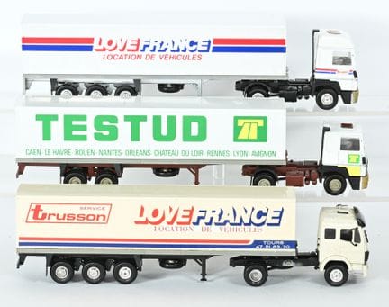 SURBER/ELIGOR.
3 semi-trailer models, 1/43 scale, 