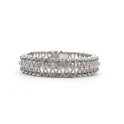Armband mit Smaragden und Diamanten.
18 Karat Weiß