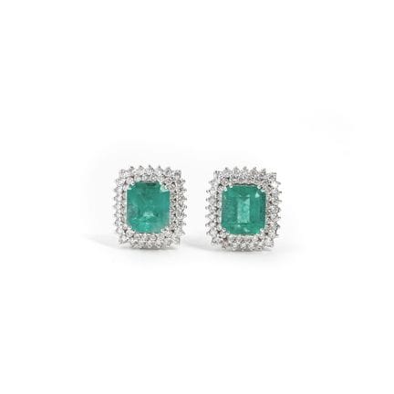Ohrringe mit kolumbianischen Smaragden und Diamant