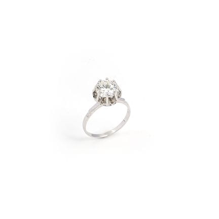 Solitärring mit Diamant.
18 Karat Weißgold, Diaman