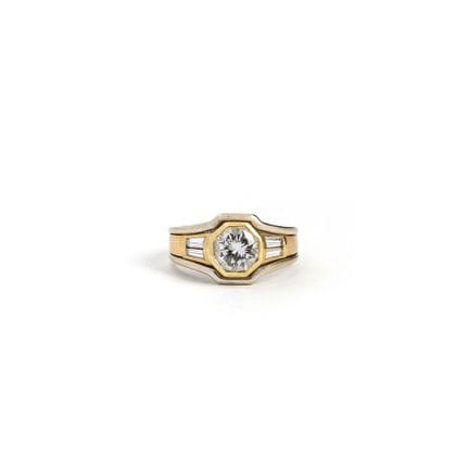 Diamantring.
18-karätiges Zweifarbgold (Gelb- und 
