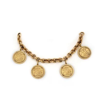 Armband mit Marenghi.
18 Karat Gelbgold.
Länge 20 