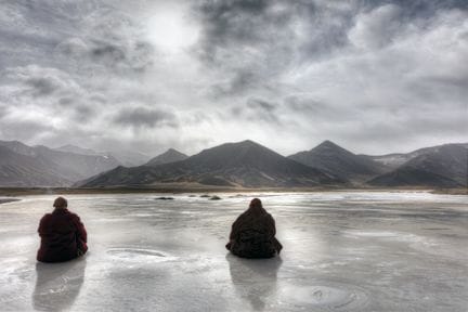 Matthieu RICARD (Born in 1946)
Two monks on a froz