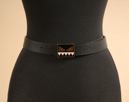 * FENDI
Black Saffiano leather BELT, lacquered met