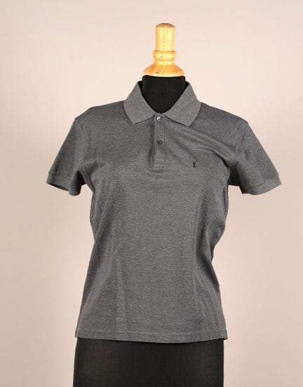 * SAINT LAURENT
POLO unisex in piqué di cotone gri
