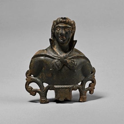 Grande monture romaine en bronze représentant un j