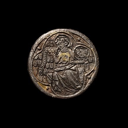 Medieval Silver-Gilt Reliquary Box Mount with Engr