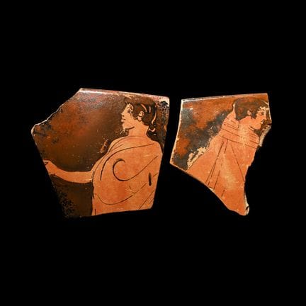 Greek Terracotta Red-Figure Skyphos Fragments Attr