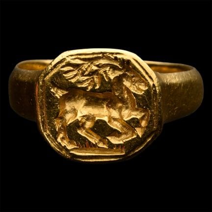 Post Medieval Signet Ring with a Galloping Stag. G
