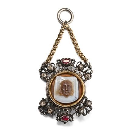 Sardonyx Cameo of Veronica s Veil in an Eighteenth