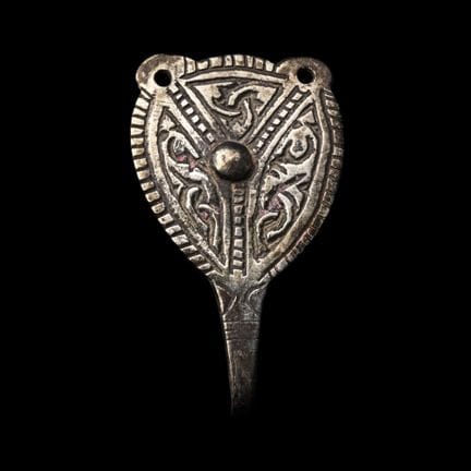 Anglo-Saxon Silver Hooked Tag with Niello Inlaid I