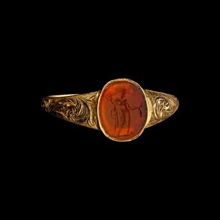 Stuart Period Gold Ring with Roman Carnelian Gemst