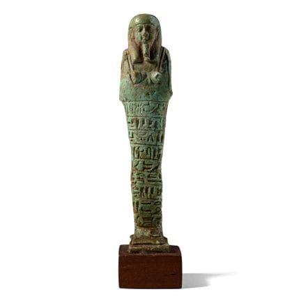 Egyptian Blue-Glazed Faience Shabti for Hornakht, 