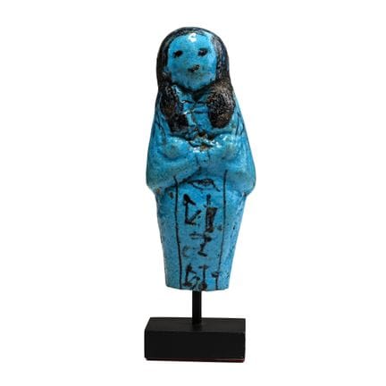 Egyptian Bright Blue Glazed Faience Shabti of Wenn